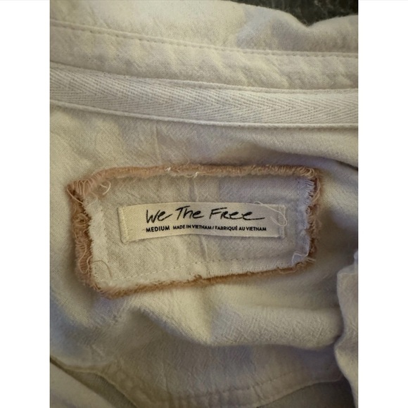 Free People Ivory Oversized Button-Up Shirt Mini Dress Raw Hem Cotton Size M - Picture 6 of 11